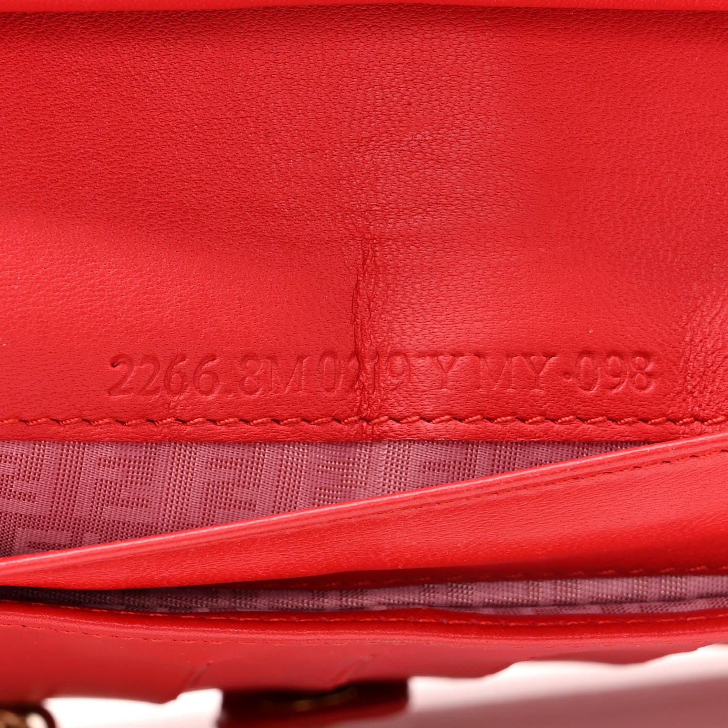 Fendi Nappa Logo Embossed Long Wallet on Chain Rosso 8 of 12