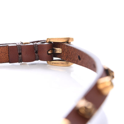 Gucci Calfskin Feline Head Studded Bracelet Brown 4 of 5