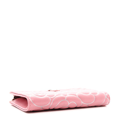 Chanel Lambskin Camellia Embossed Key Holder Case Pink 4 of 7