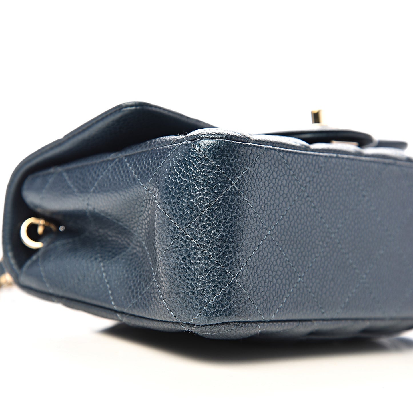 Iridescent Caviar Quilted Mini Rectangular Flap Blue
