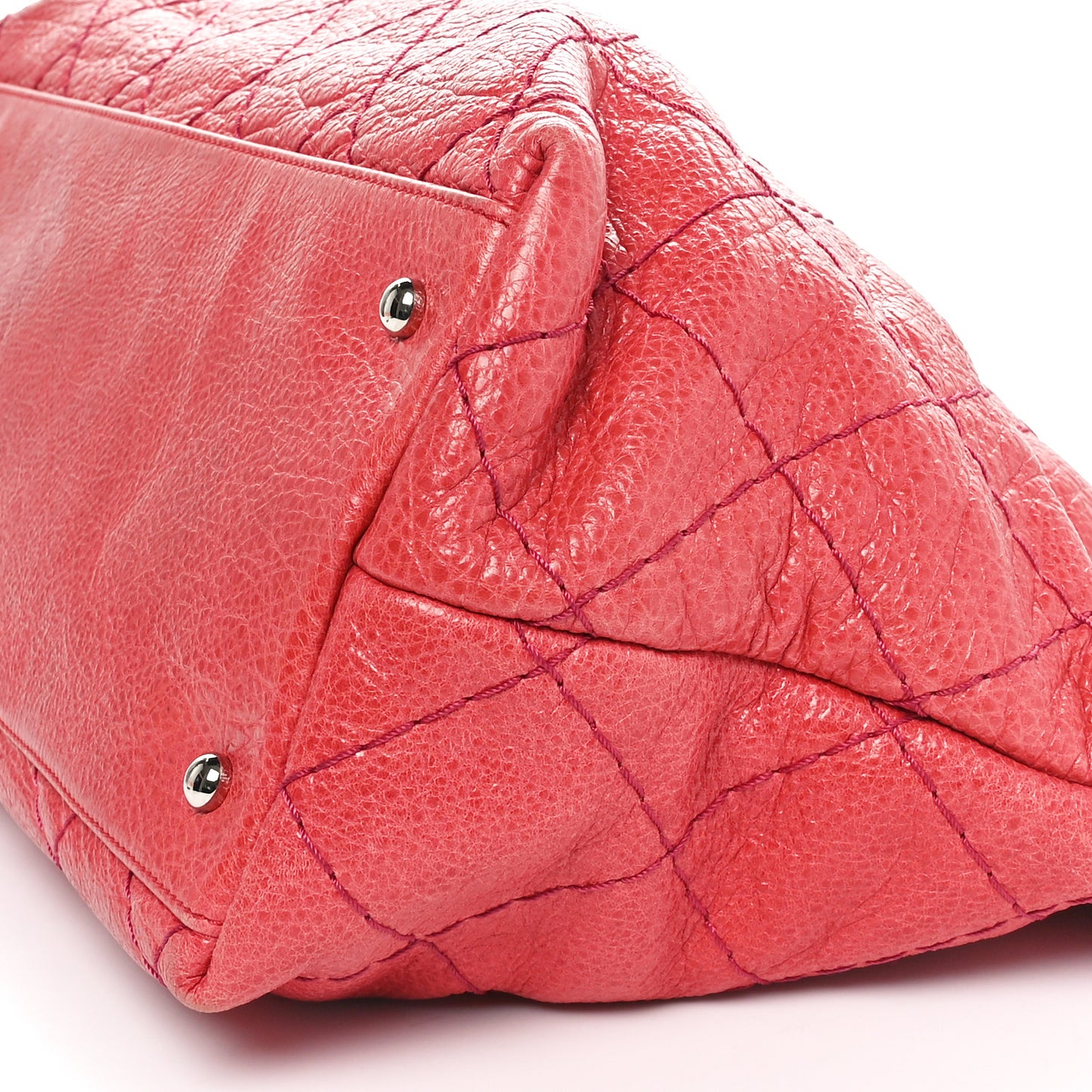 Glazed Calfskin Large On The Road Tote Red