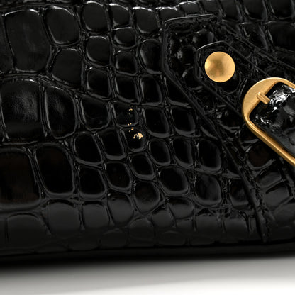 Balenciaga Shiny Supple Calfskin Crocodile Embossed Brass Hardware Neo Classic City Black 10 of 10