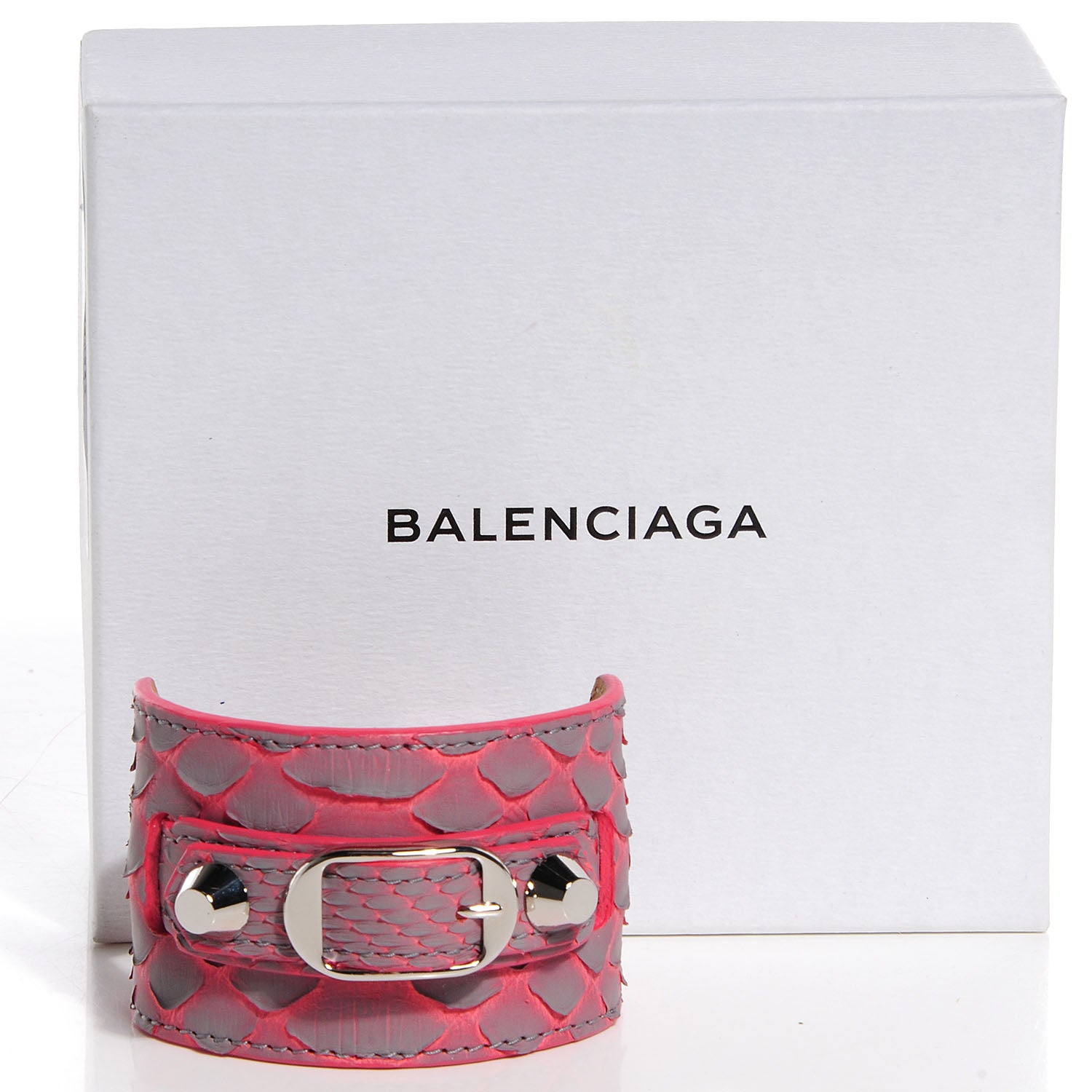 Balenciaga Python Ligne Classic Hardware Bracelet M Gris Perle Orange Pink 4 of 6