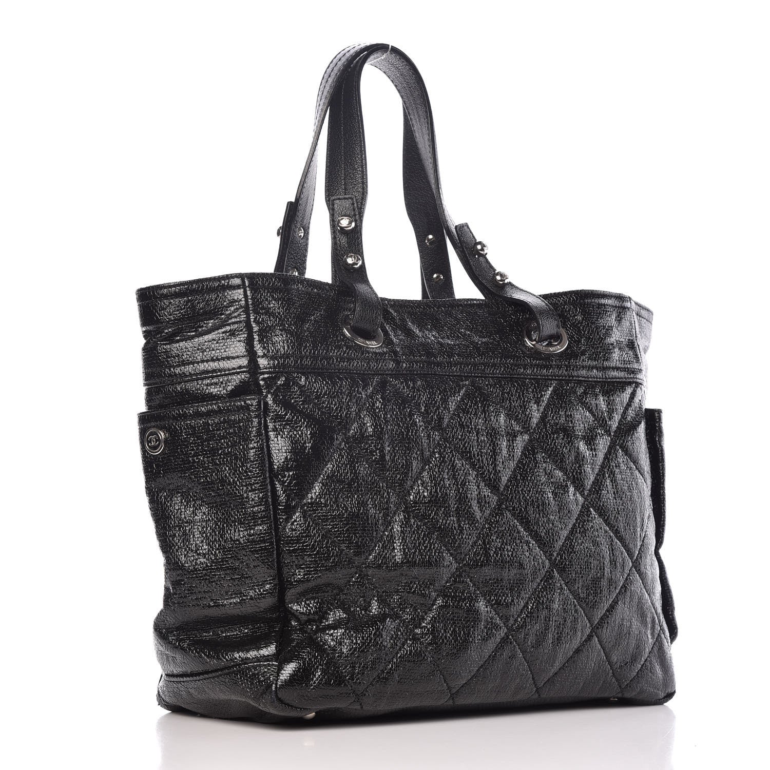 Chanel Coated Canvas Quilted Large Paris Biarritz Tote Black 3 of 9