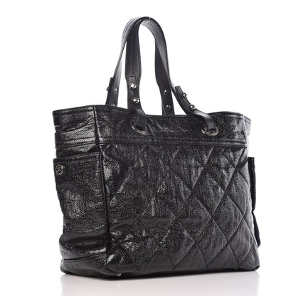 Chanel Coated Canvas Quilted Large Paris Biarritz Tote Black 3 of 9