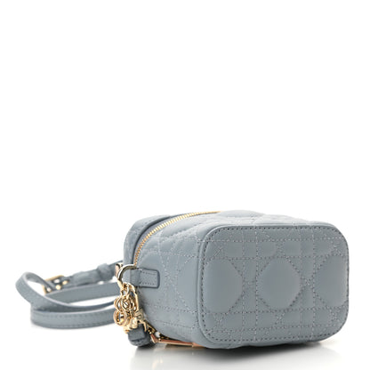 Christian Dior Lambskin Cannage Micro Lady Dior Vanity Case Light Blue 4 of 10