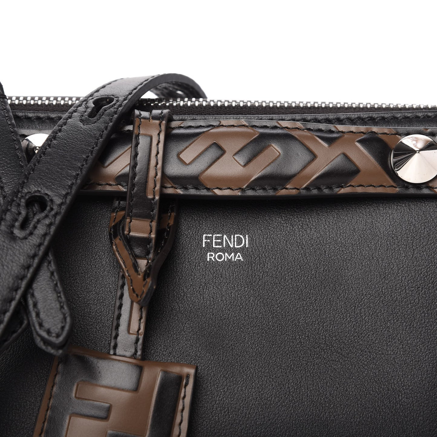 Vitello Dolce Bi-Color FF 1974 Embossed Mini By The Way Boston Bag Black Maya