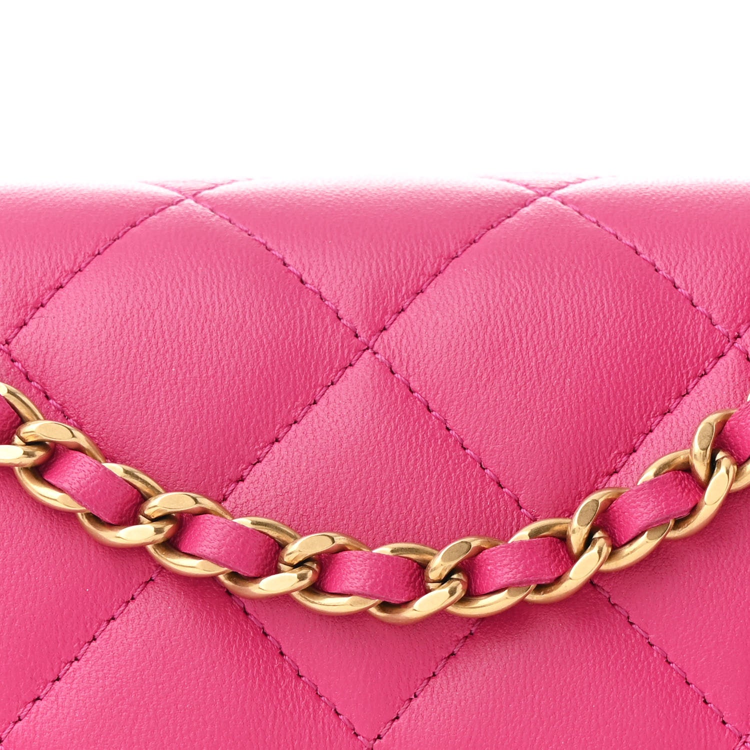 Chanel Lambskin Quilted Studded CC Wallet On Chain WOC Dark Pink 9 of 12