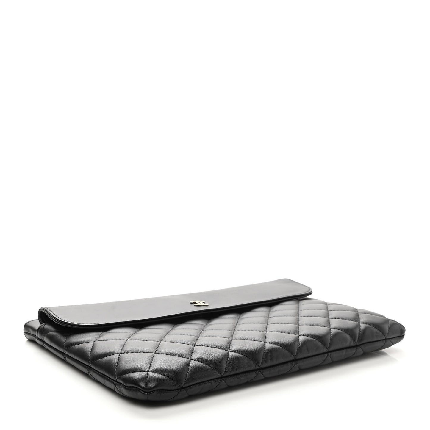 Lambskin Quilted Medium Flap Cosmetic Case Black