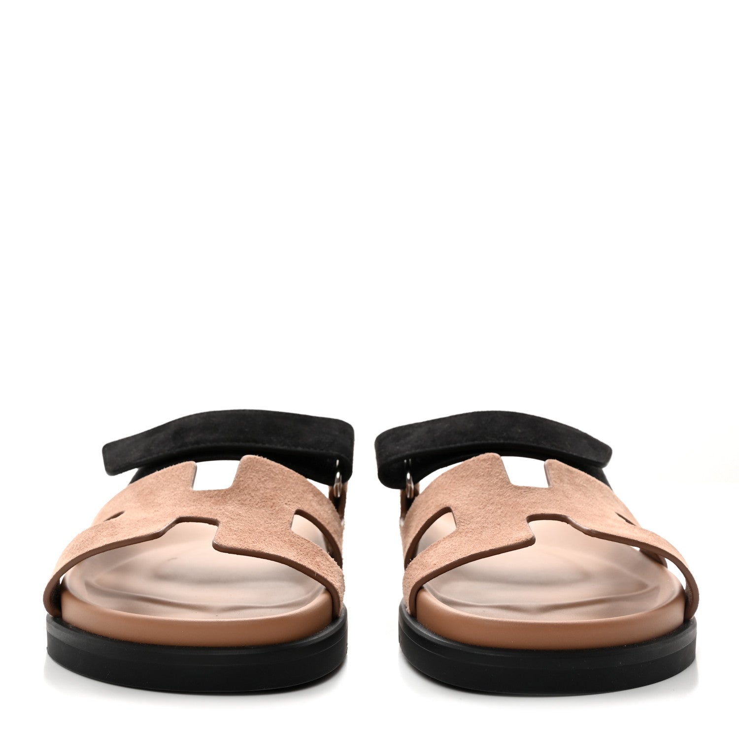 Hermes Suede Goatskin Womens Chypre Sandals 36 Rose Perle Black 2 of 8