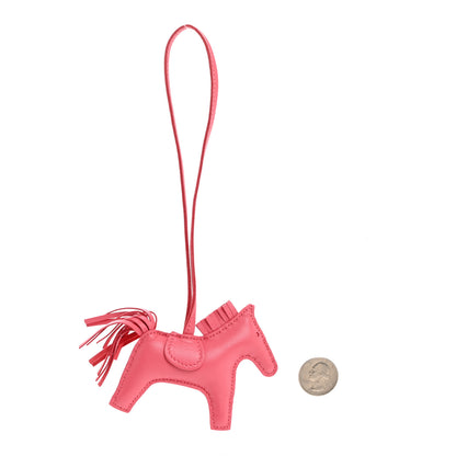 Hermes Milo Lambskin Grigri Rodeo Horse Bag Charm PM Rose Azalee 2 of 5
