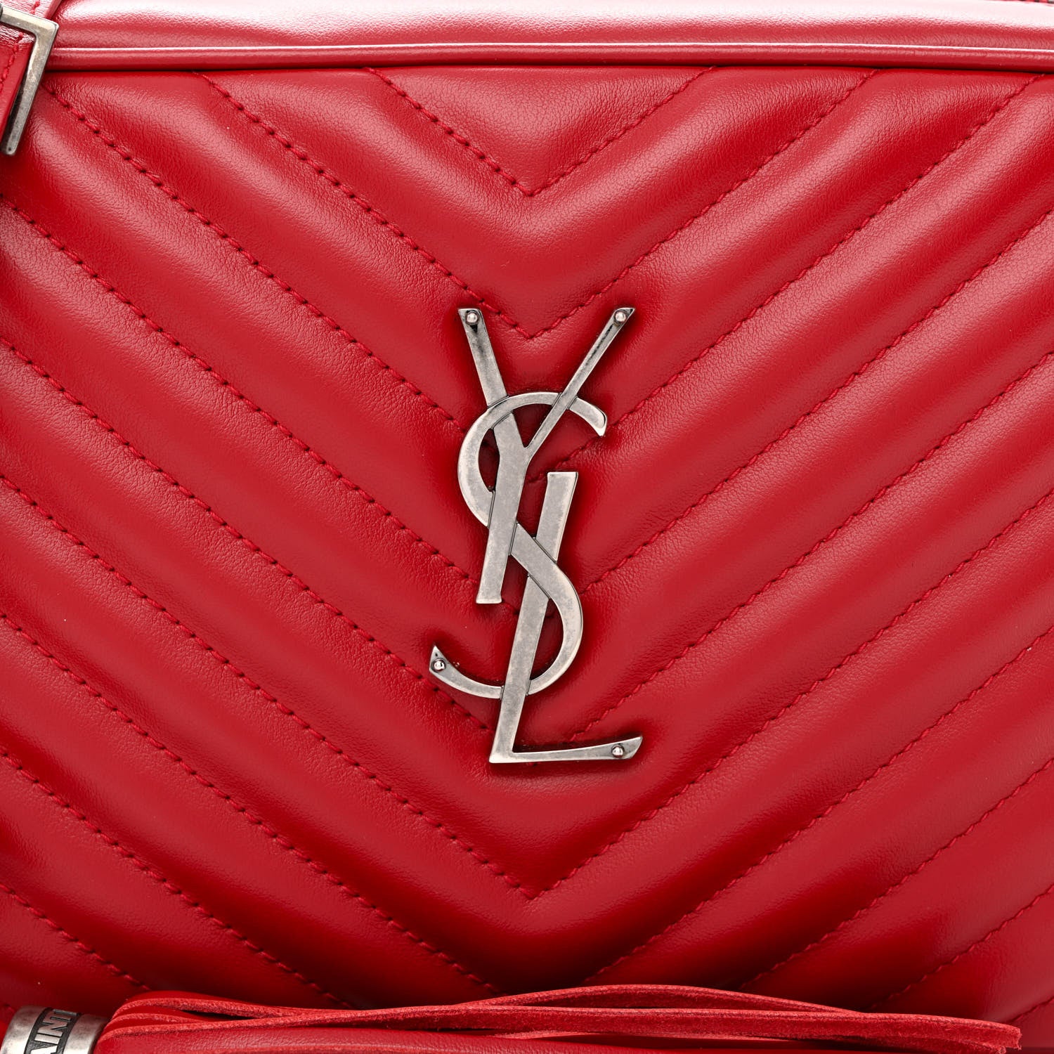 Saint Laurent Calfskin Matelasse Monogram Lou Camera Bag Red 8 of 11