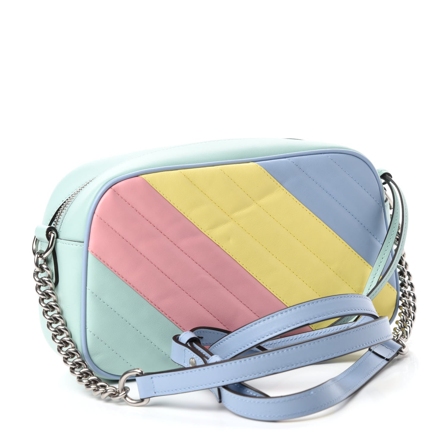 Gucci Calfskin Matelasse Diagonal Small GG Marmont Chain Shoulder Bag Multicolor Pastel 3 of 11