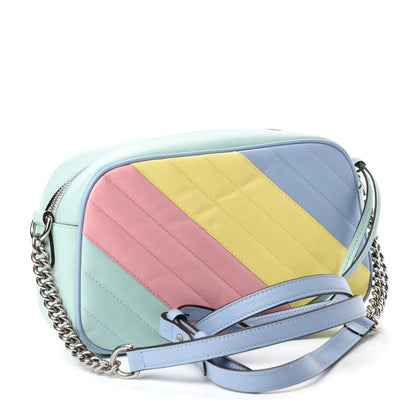 Gucci Calfskin Matelasse Diagonal Small GG Marmont Chain Shoulder Bag Multicolor Pastel 3 of 11
