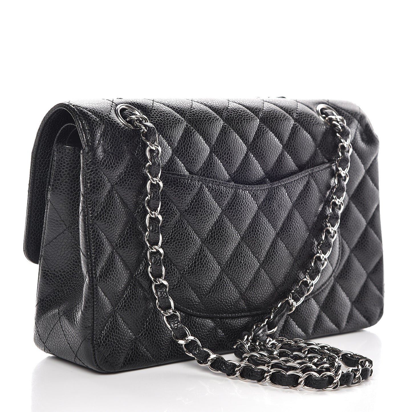 Caviar Quilted Medium Double Flap Black