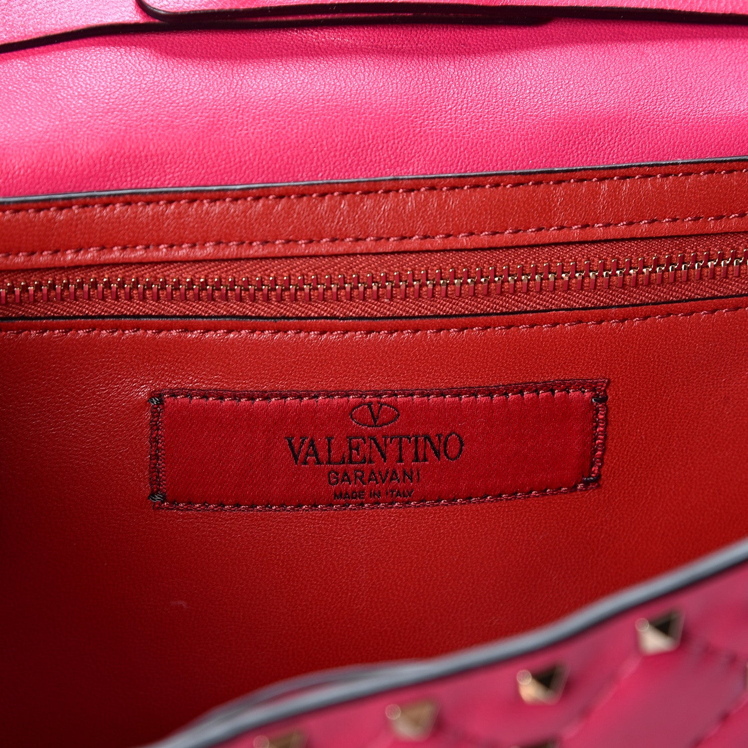 Valentino Garavani Nappa Rockstud Spike Wallet on Chain Disco Pink 5 of 10