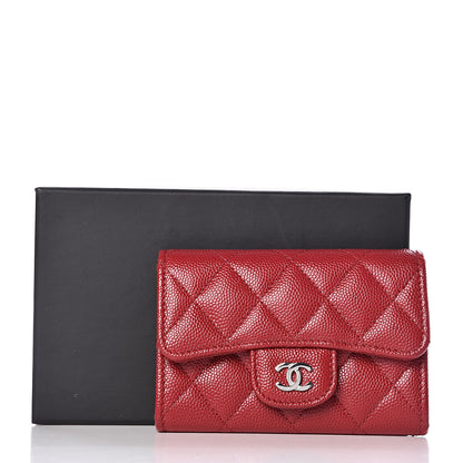 Chanel Caviar Quilted Flap Card Holder Wallet Red 9 of 9