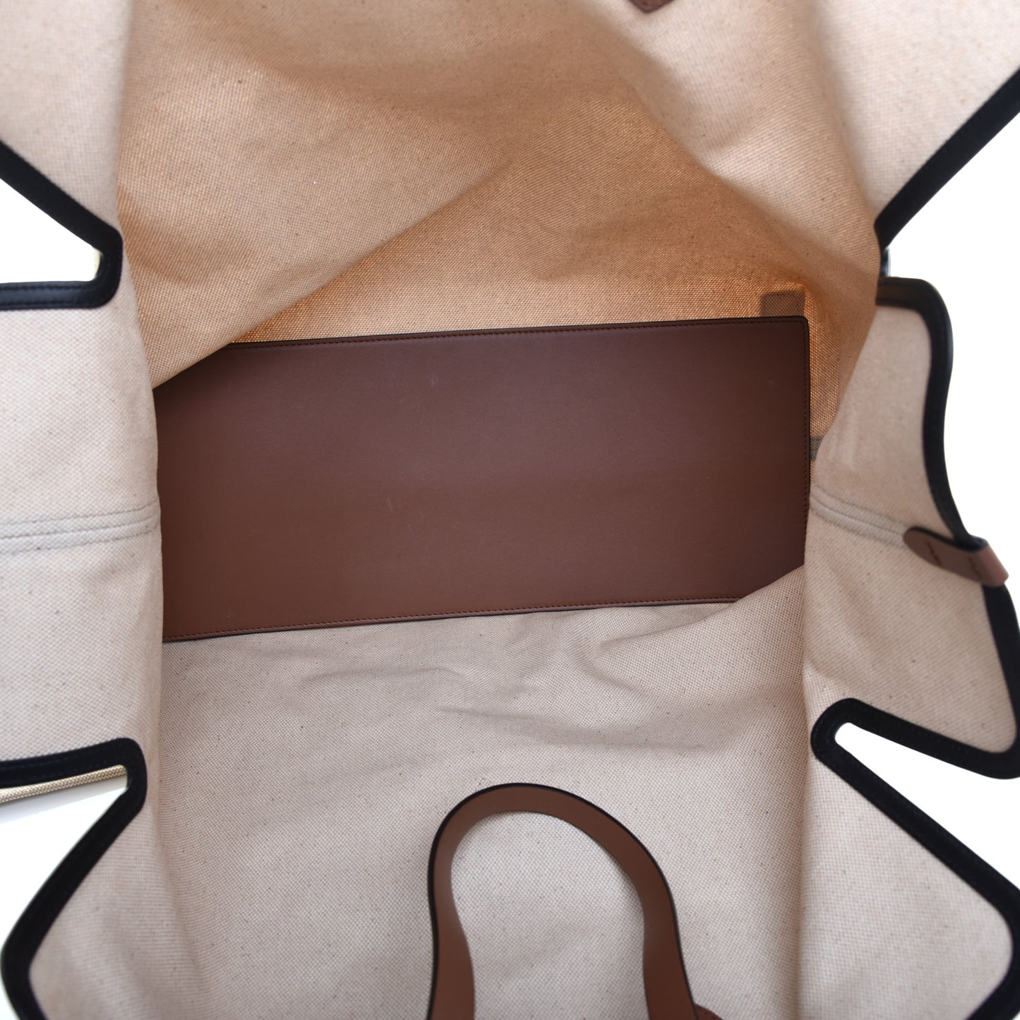 Cotton Canvas Calfskin Large Soft Belted Tote Bag Natural