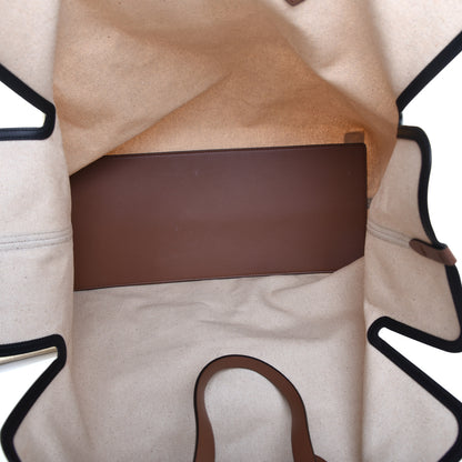 Burberry Cotton Canvas Calfskin Large Soft Belted Tote Bag Natural 5 of 8