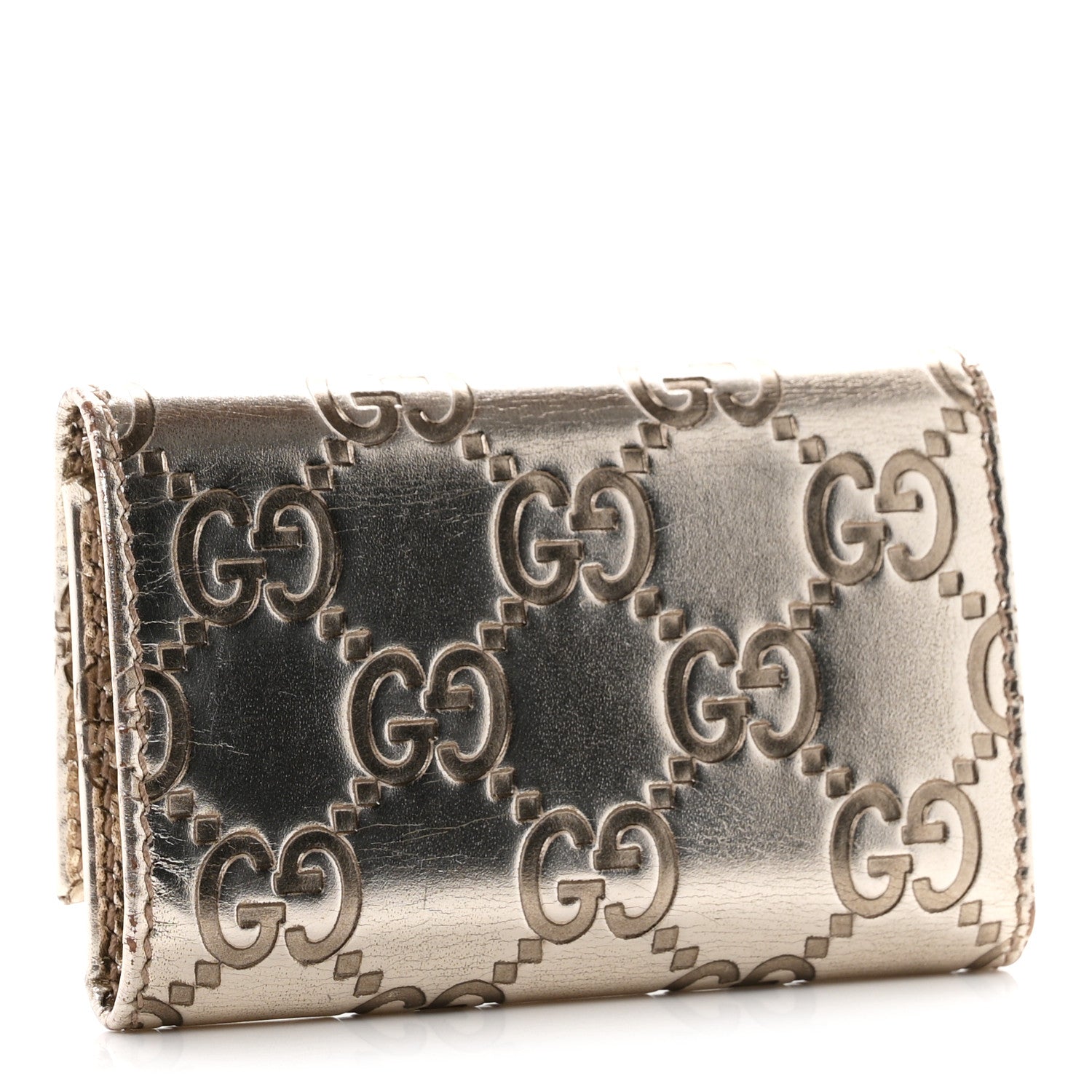 Gucci Metallic Guccissima 6 Key Holder Case Gold 3 of 8