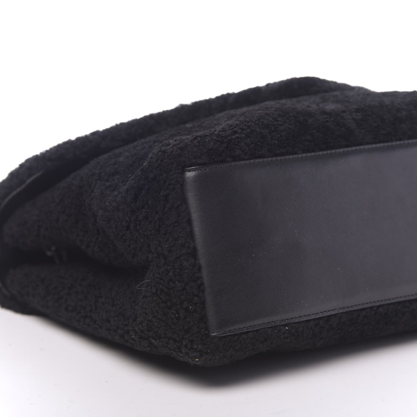 Shearling Monogram Medium Loulou Shoulder Bag Black