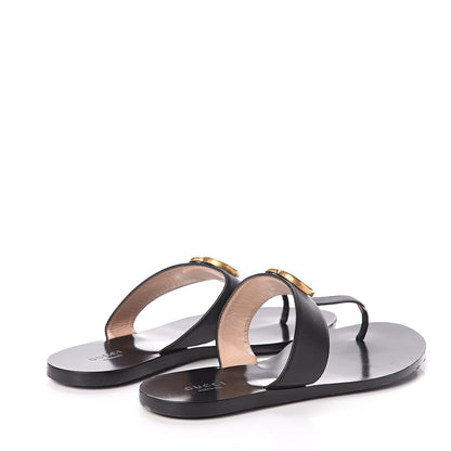 Gucci Calfskin GG Marmont Thong Sandals 38 Black 4 of 7