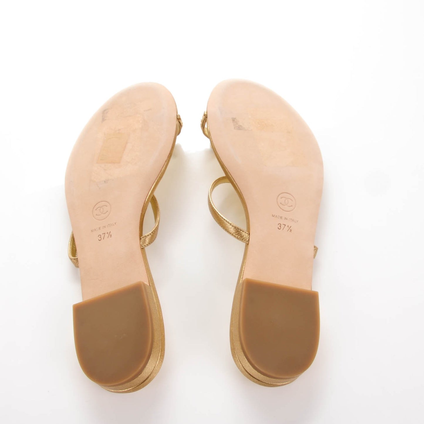 Metallic Calfskin Jeweled Sandals 37.5 Gold