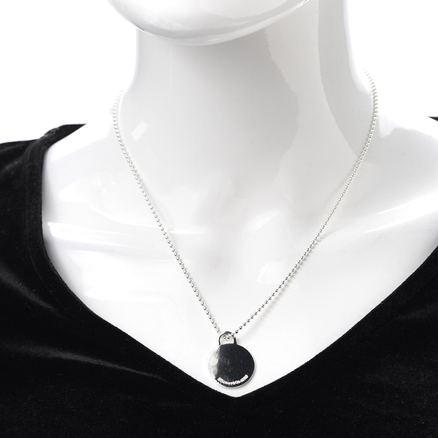 Sterling Silver Round Tag Pendant Necklace