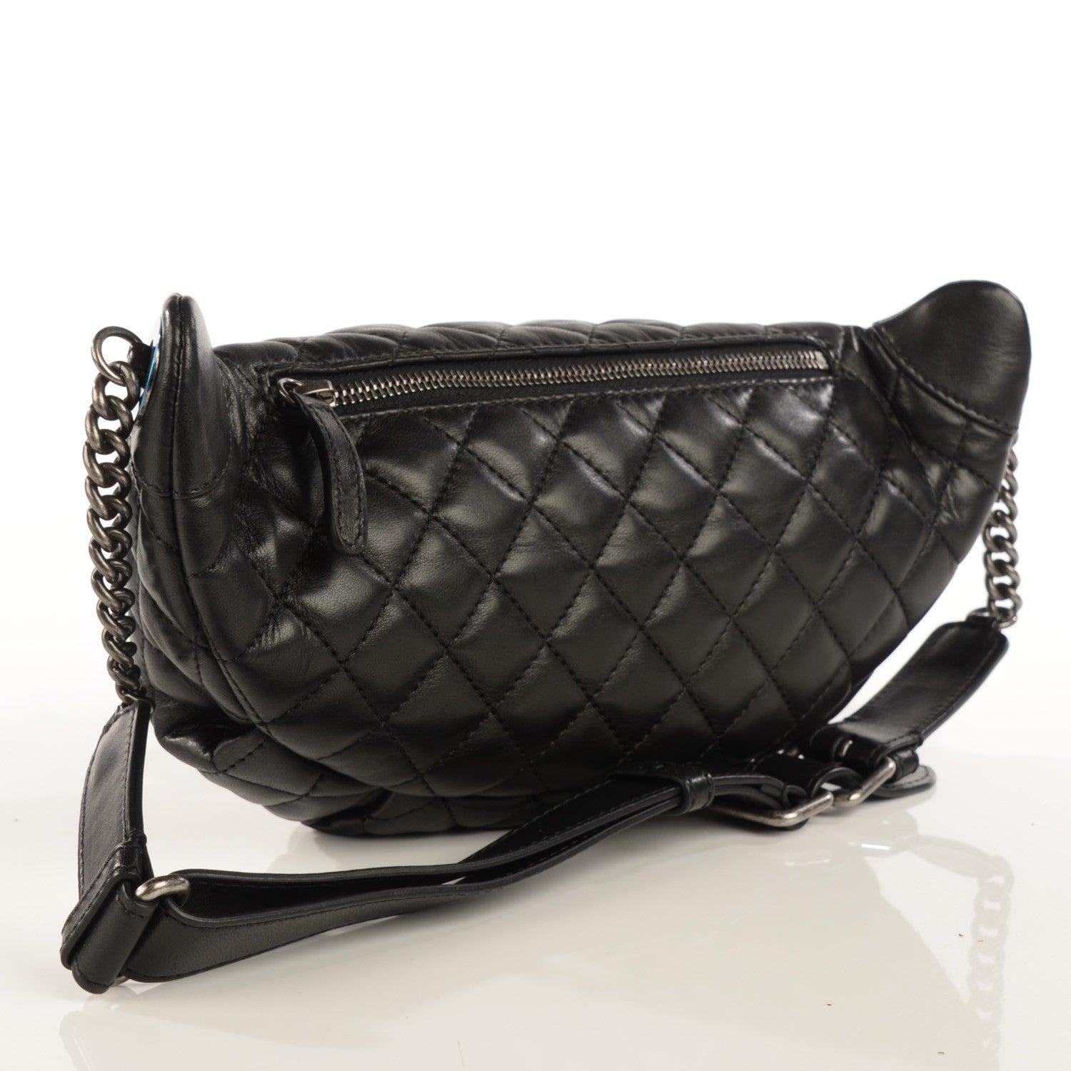 Chanel Lambskin Quilted Banane Waist Bag Fanny Pack Black 4 of 8