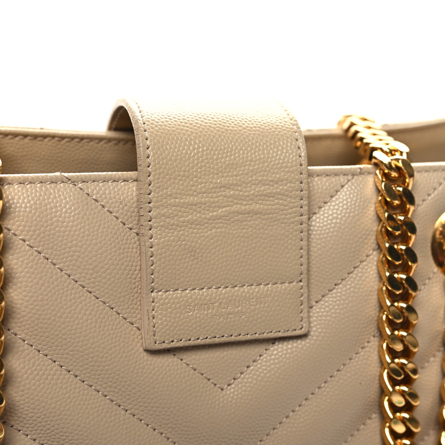 Saint Laurent Grain De Poudre Matelasse Chevron Monogram Shopping Bag Nude Powder 14 of 15