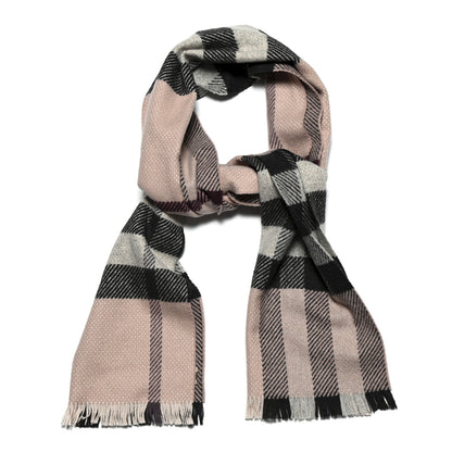 Burberry Cashmere Giant Heritage Check Fringe Scarf Ash Rose 1 of 4