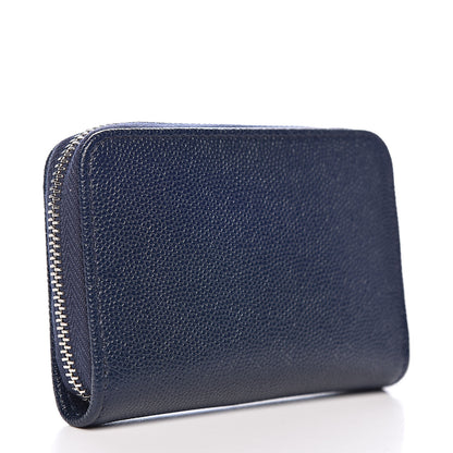 Chanel Caviar CC Small Zip Around Coin Purse Blue 3 of 7