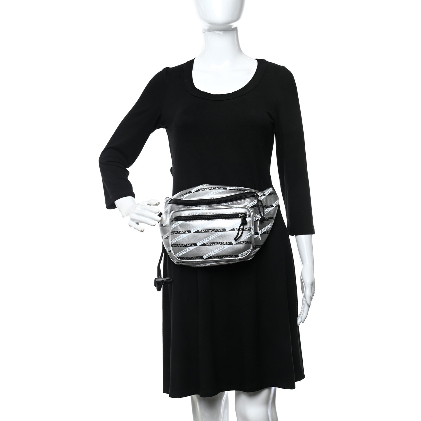 Metallic Calfskin Losange Monogram Explorer Belt Bag Silver Black White