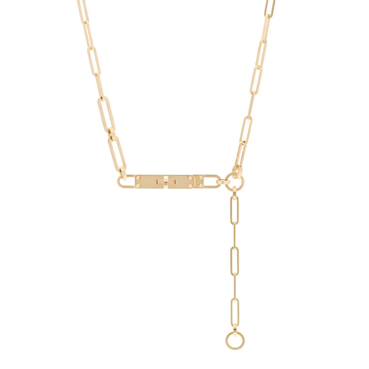 Hermes 18K Yellow Gold PM Kelly Chaine Lariat Necklace SH 1 of 5