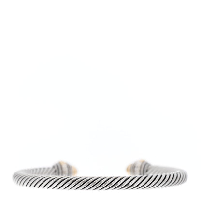 David Yurman Sterling S.ilver 14K Yellow Gold 5mm Cable Classics Dome Bracelet 3 of 6