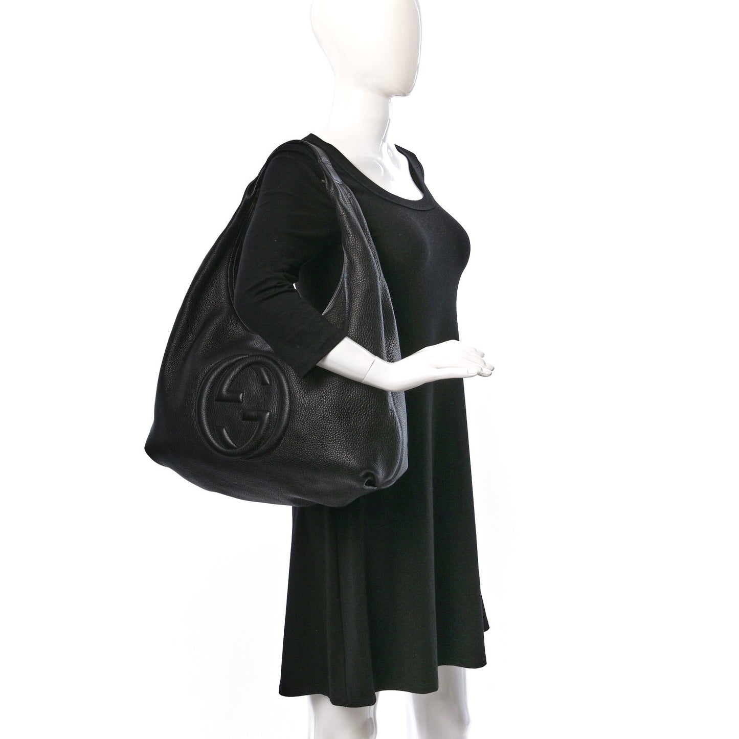 Pebbled Calfskin Soho Hobo Black