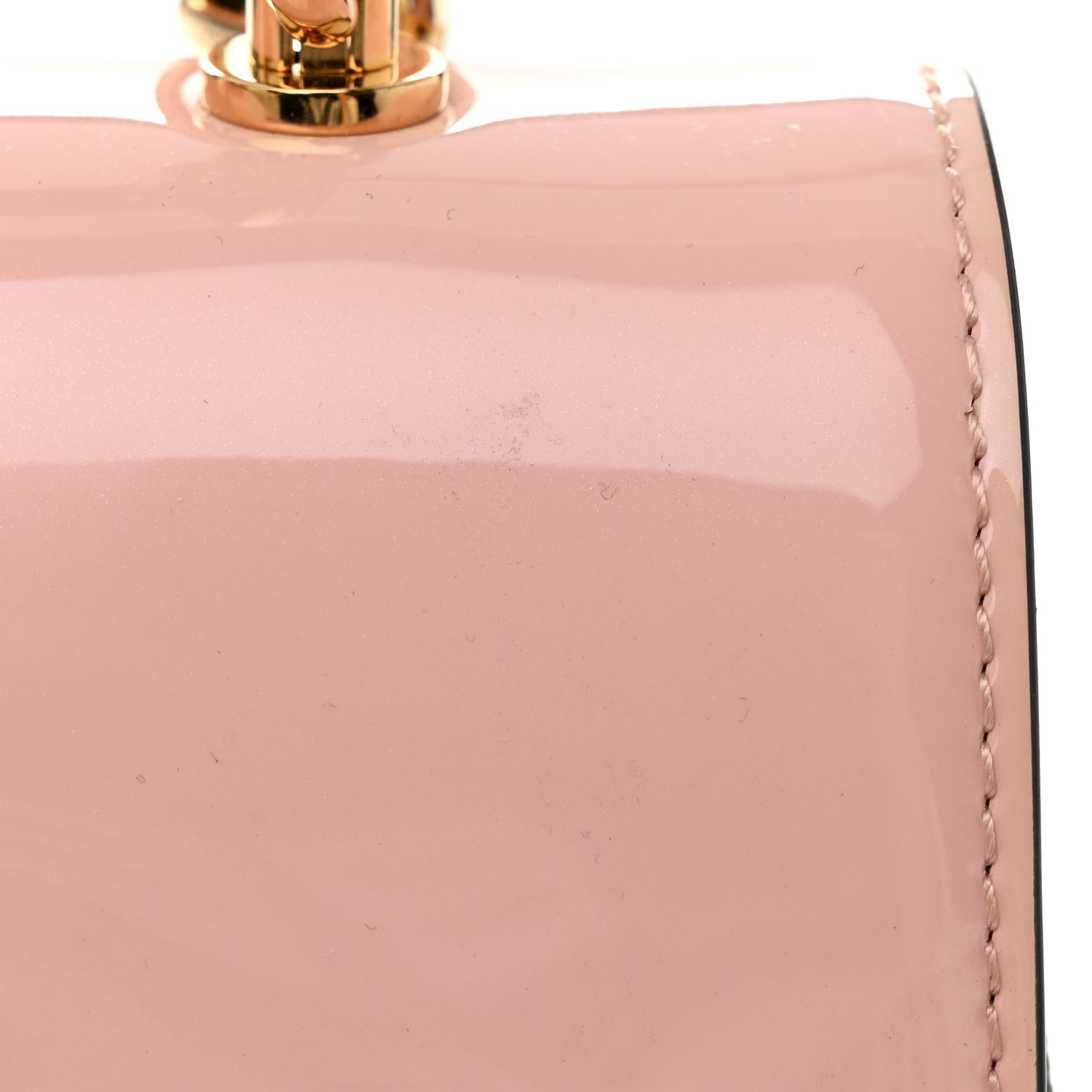 Patent Calfskin Monogram Cherrywood PM Rose Ballerine