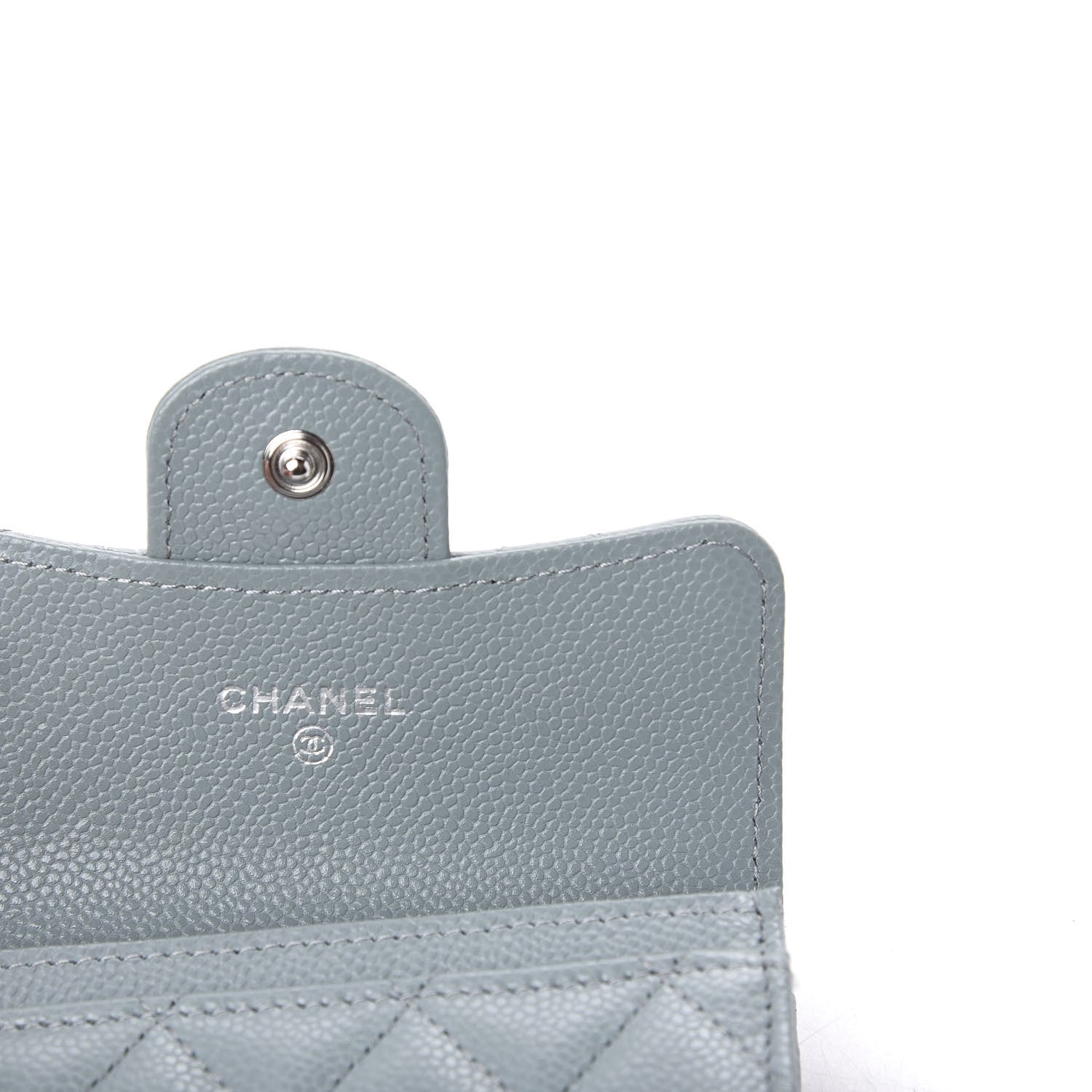 Chanel Caviar Quilted Flap Card Holder Wallet Light Blue 6 of 10