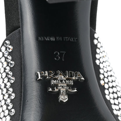 Prada Satin Crystal Logo 65mm Slide Sandals 37 Cristal 6 of 8