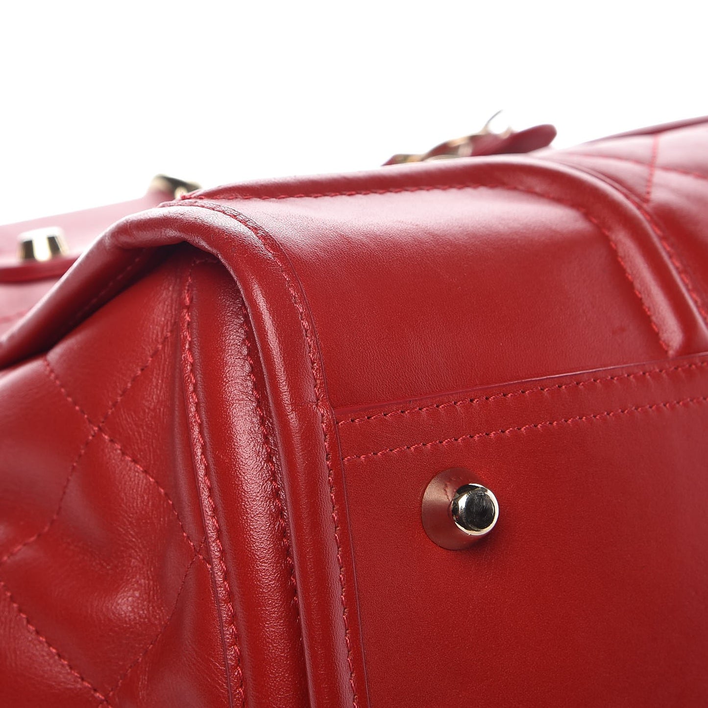 Calfskin Quilted Large Manor Tote Red