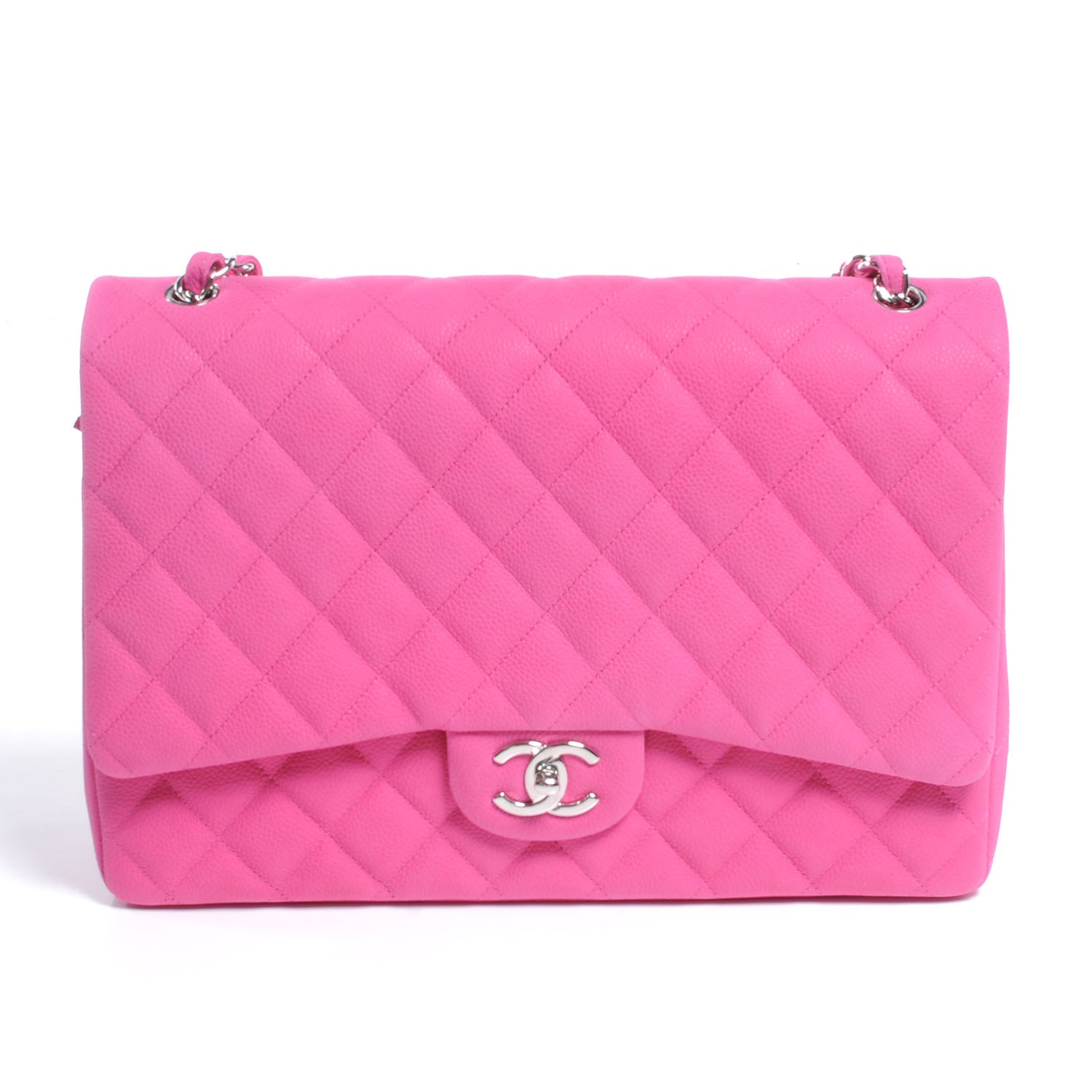 Chanel Iridescent Caviar Maxi Double Flap Hot Pink 1 of 9