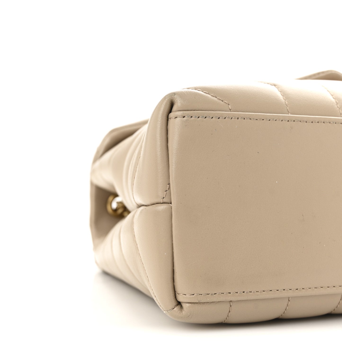 Calfskin Y Quilted Monogram Small Loulou Chain Satchel Dark Beige
