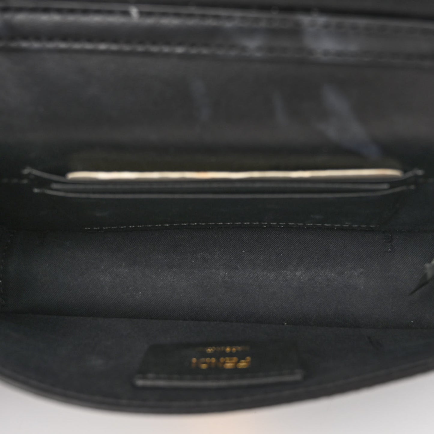 Vitello Liberty F is Fendi Bi-Color FF 1974 Embossed Envelope Belt Bag Maya Black