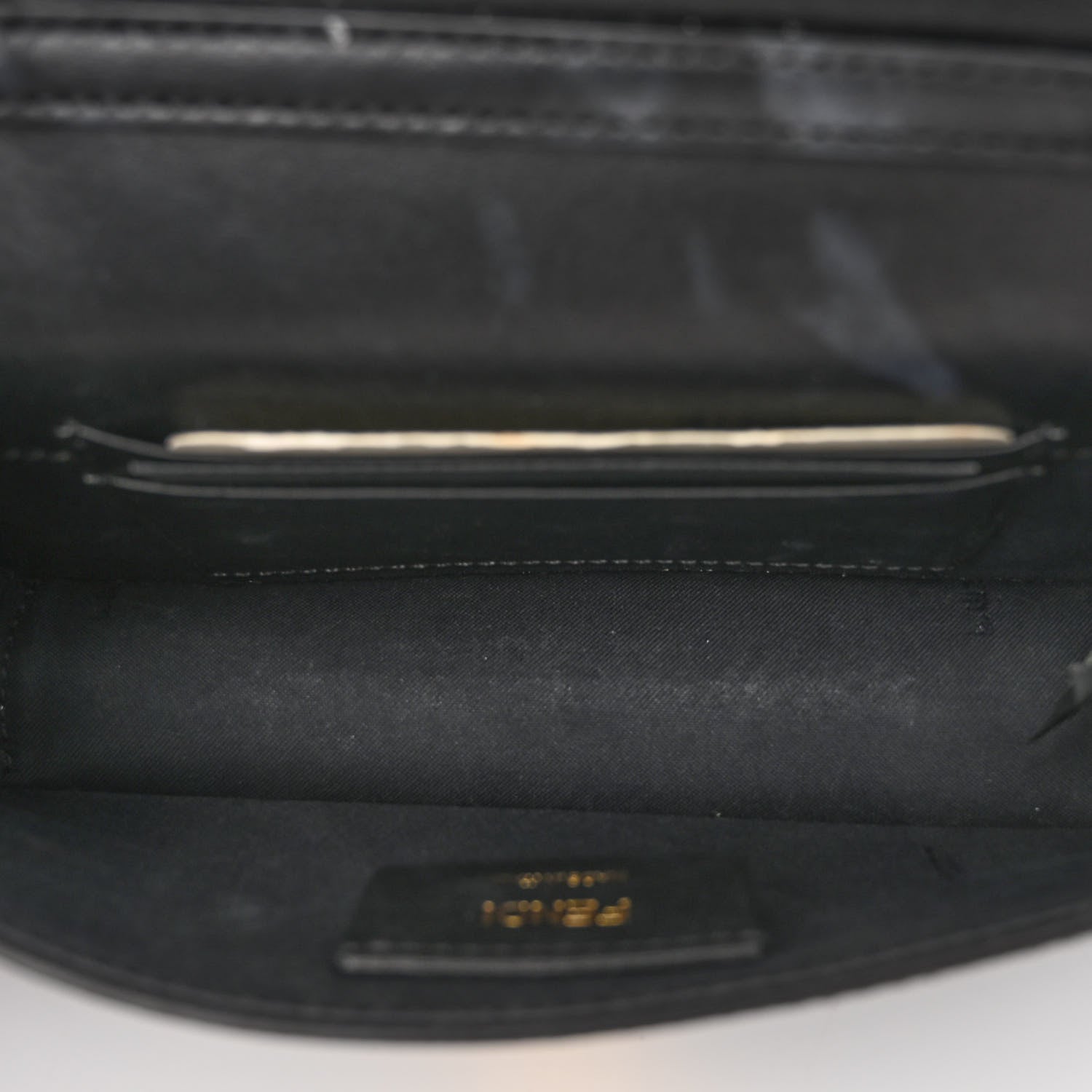 Fendi Vitello Liberty F is Fendi Bi-Color FF 1974 Embossed Envelope Belt Bag Maya Black 6 of 14