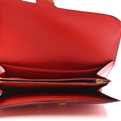 Hermes Shiny Alligator Constance Long Wallet Rouge Vif 5 of 8