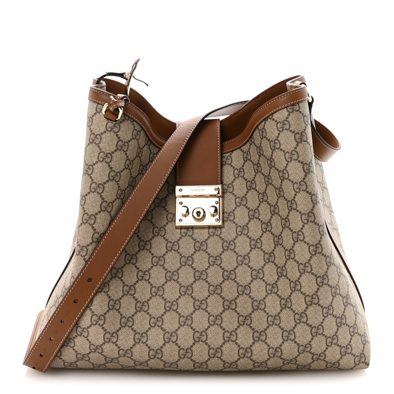 Gucci GG Icon Monogram Padlock Shoulder Bag Beige Dark Brown 1 of 9