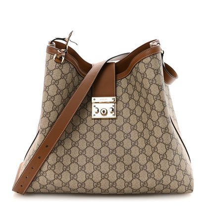 Gucci GG Icon Monogram Padlock Shoulder Bag Beige Dark Brown 1 of 9