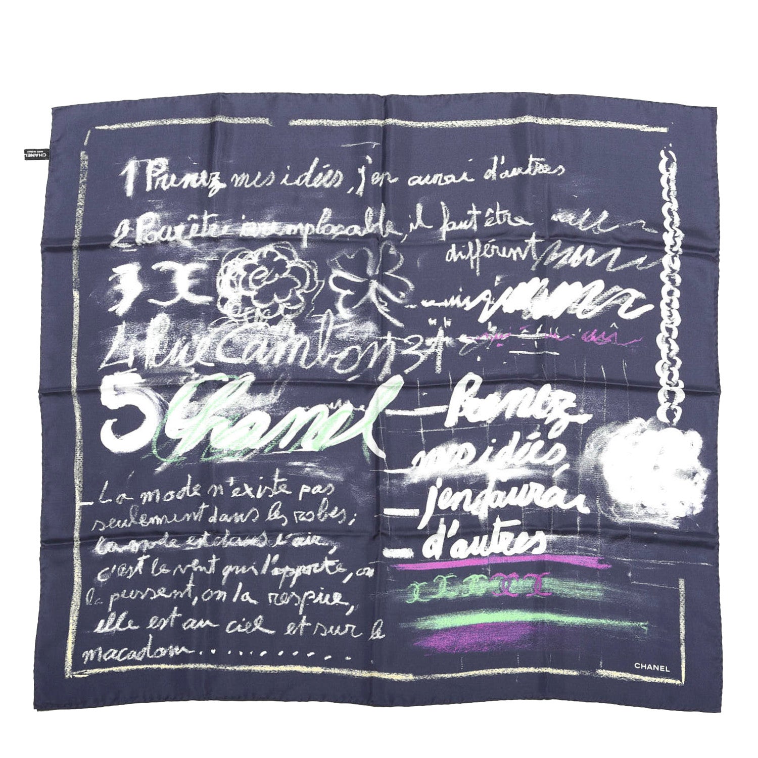 Chanel Silk Chalk Print Scarf Multicolor 1 of 4