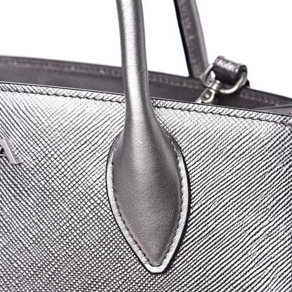 Prada Saffiano Cuir Calfskin Medium Monochrome Top Handle Tote Cromo 11 of 11