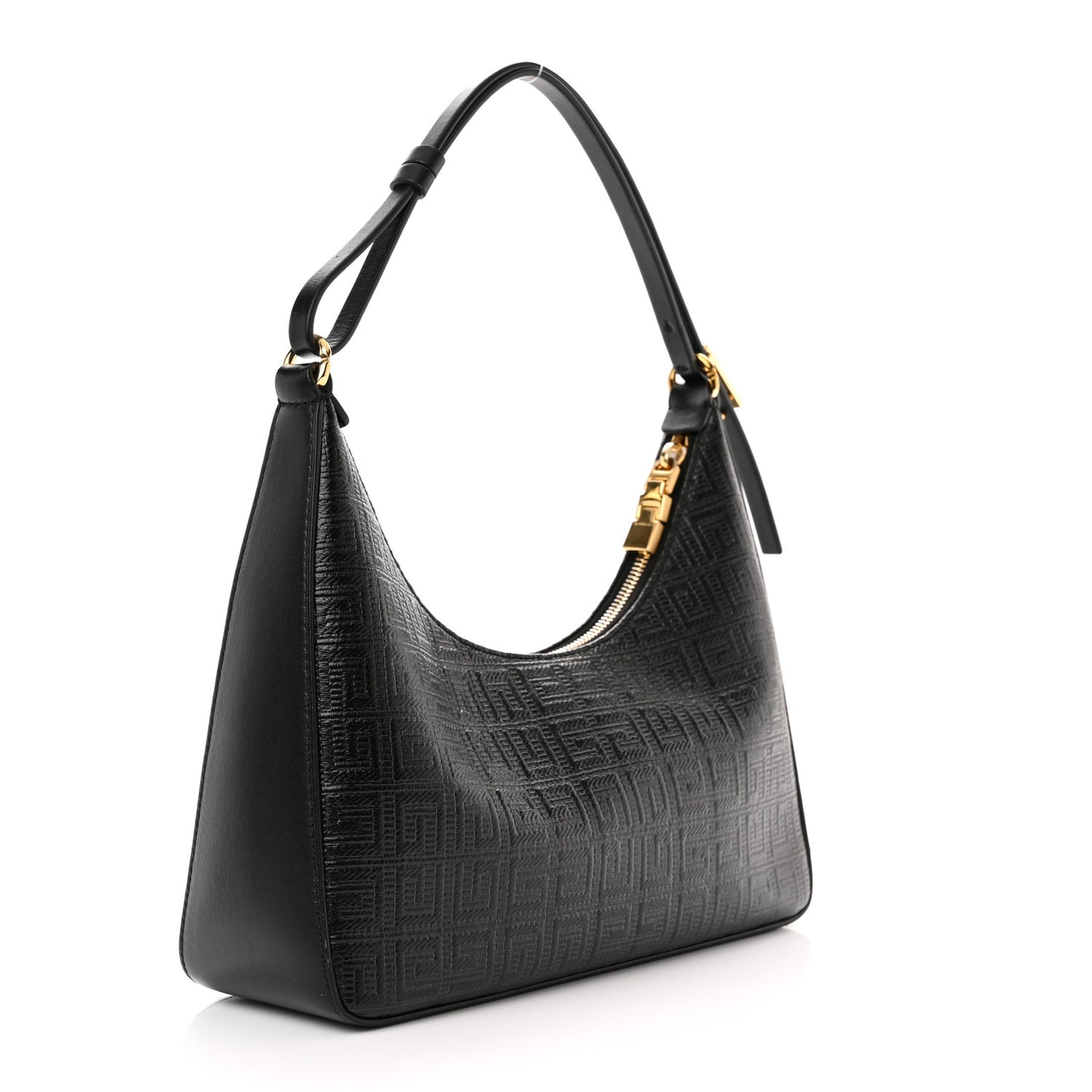 Coated Canvas Logo 4G Embossed Small Moon Cut Out Shoulder Bag Black